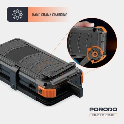 Porodo Power Bank PB070 20000mAh 4-Panel Solar - Black